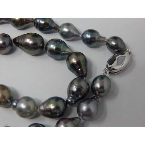 288 - Tahitian Cultured Pearl Necklace (8/9mm) with Silver Bullet Clasp: Length 46cm