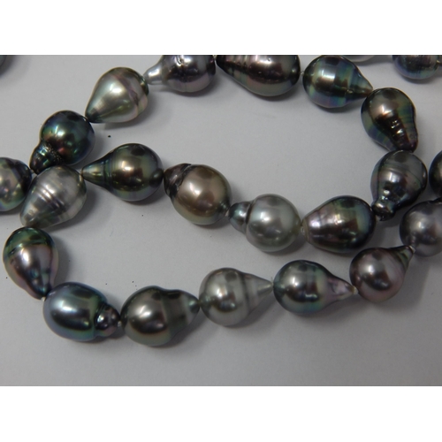 288 - Tahitian Cultured Pearl Necklace (8/9mm) with Silver Bullet Clasp: Length 46cm