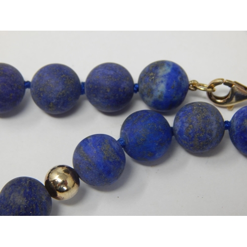 290 - Lapis Lazuli Bead Necklace with Silver Spacers & Clasp: Length 44cm