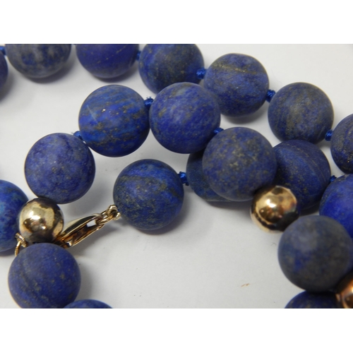 290 - Lapis Lazuli Bead Necklace with Silver Spacers & Clasp: Length 44cm