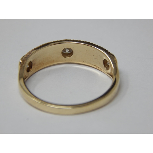 292 - 9ct Yellow Gold Ring Set with Three Diamonds: Colour G-H: Ring Size N/O: Gross weight 2.42g