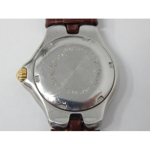 294 - Ladies EBEL Sportwave Wristwatch with Date Aperture on Leather Strap: Working when catalogued.