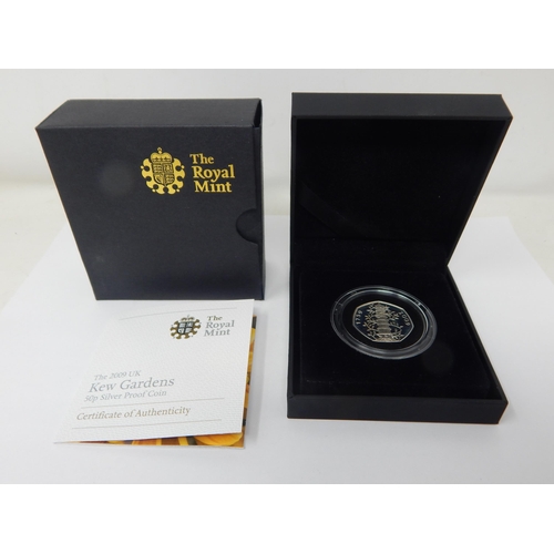 100 - Royal Mint 2009 Kew Gardens Silver Proof 50p in Case of Issue with COA & Outer Box