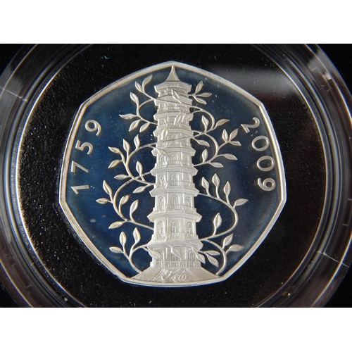 100 - Royal Mint 2009 Kew Gardens Silver Proof 50p in Case of Issue with COA & Outer Box