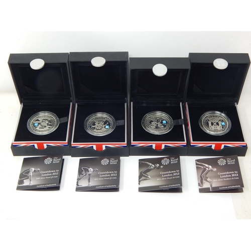 99 - Royal Mint Silver Proof Limited Edition Set of 4 Coins Released in Turn During The Countdown Years 