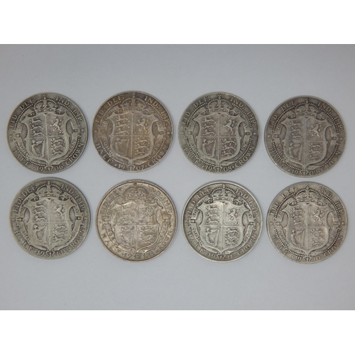 92 - KEVII-KGV Silver Half Crowns 1906-1913 (8)