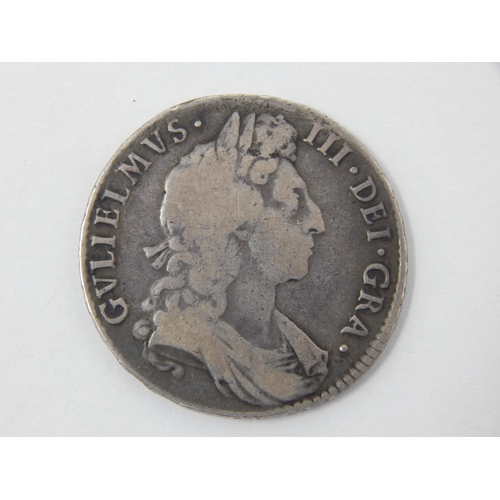 97 - EXTRREMELY RARE William III UNDECIMO Silver Half Crown 1698 with Original 2005 Spink Purchase Receip... 