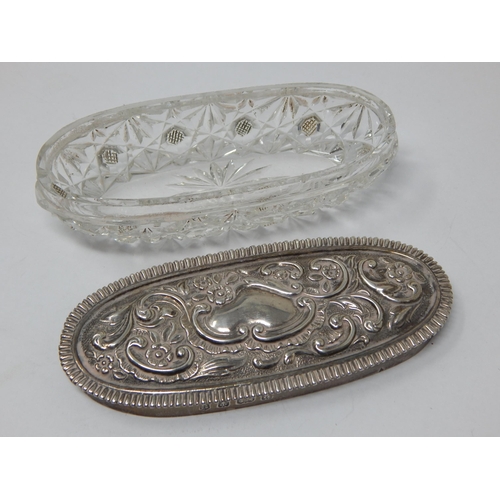 309 - Late Victorian Silver Topped Cut Glass Dressing Table Ring Box: Hallmarked Birmingham 1900 by A & J ... 