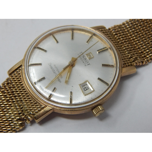 312 - Gentleman's 9ct Gold Tissot Visodate Automatic Seastar Seven Wristwatch on 9ct Gold Strap: Working w... 