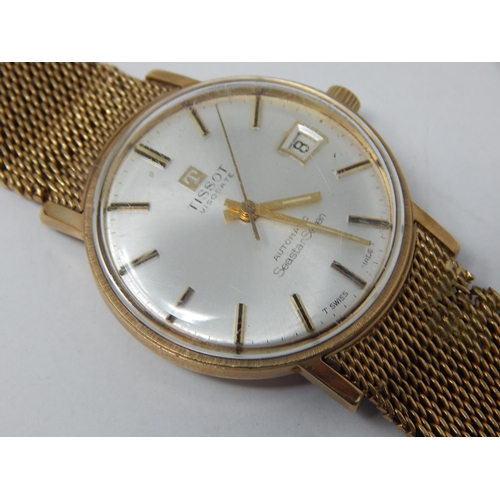 312 - Gentleman's 9ct Gold Tissot Visodate Automatic Seastar Seven Wristwatch on 9ct Gold Strap: Working w... 