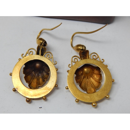 317 - A Pair of Victorian Unmarked Gold Earrings: Weight 3.19g