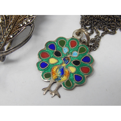 319 - A Group of Silver Jewellery Including a Danish Enamel Brooch by Marius Hammer (lacking pin), Enamel ... 