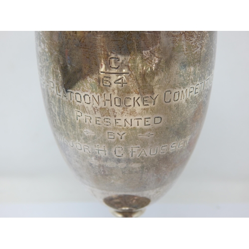 325 - Silver Goblet/Trophy Cup with Military Inscription: Hallmarked Birmingham 1919 by William Hutton & S... 