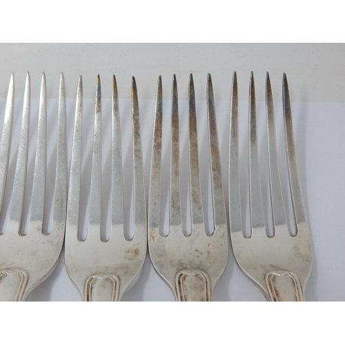 328 - A Set of 6 Heavy Gauge Victorian Silver Dinner Forks: Hallmarked London 1844 by John James Whiting: ... 