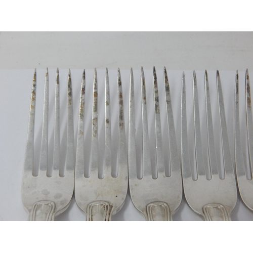 329 - A Set of 6 Victorian Silver Dessert Forks Hallmarked London 1850 by William Robert Smily: Length 18c... 