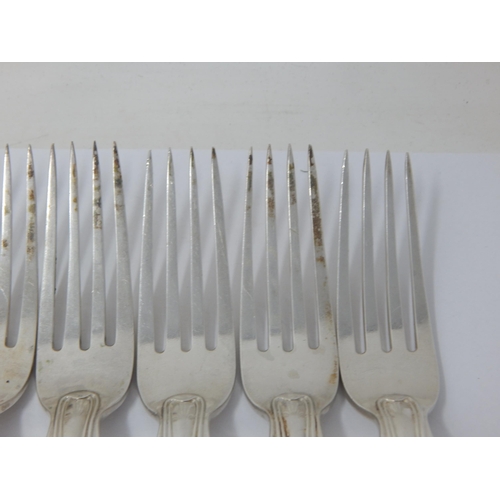 329 - A Set of 6 Victorian Silver Dessert Forks Hallmarked London 1850 by William Robert Smily: Length 18c... 