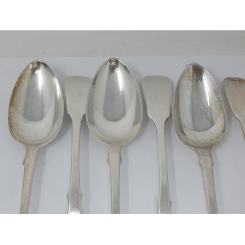 330 - Set of 6 Matched William IV & Victorian Silver Dessert Spoons: Various Dates & Makers: Length 17.5cm... 