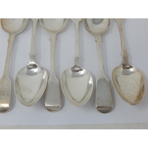 330 - Set of 6 Matched William IV & Victorian Silver Dessert Spoons: Various Dates & Makers: Length 17.5cm... 