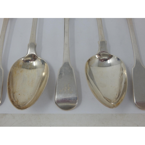 337 - A Set of 6 Matched Georgian & Victorian Silver Tablespoons: Various Dates & Makers: Length 22cm: Wei... 