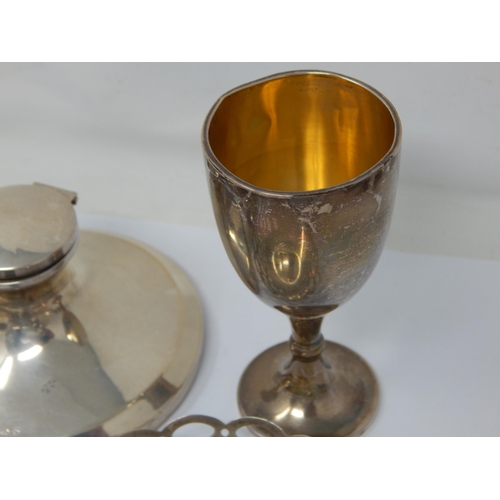 338 - A Group of Hallmarked Silver Including a Goblet, Napkin Rings, Dishes & Spoons (280g) together with ... 