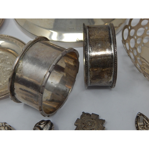 338 - A Group of Hallmarked Silver Including a Goblet, Napkin Rings, Dishes & Spoons (280g) together with ... 