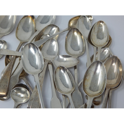 339 - A Large Quantity of Georgian & Later Silver Spoons: Various Dates & Makers: Weight 574g