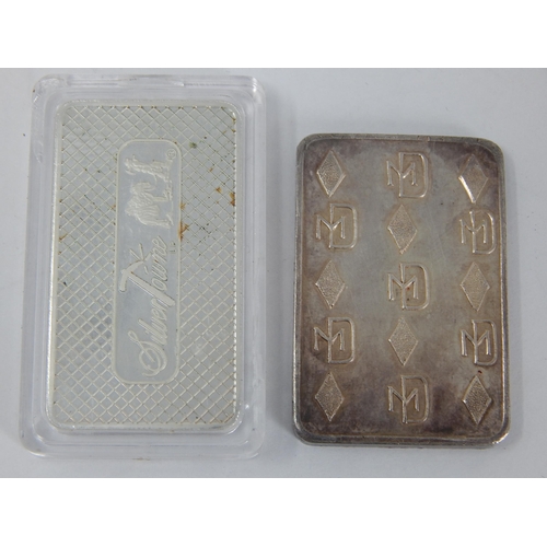 342 - Bullion .999 Silver 50g Ingot together with a .999 1oz fine silver ingot.