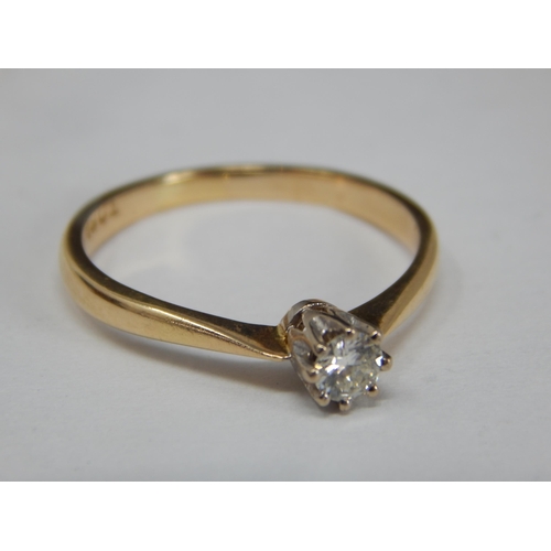 351 - 18ct Yellow Gold Diamond Solitaire Ring Set with a Diamond Estimated @ 0.25cts: Size O/P: Gross weig... 