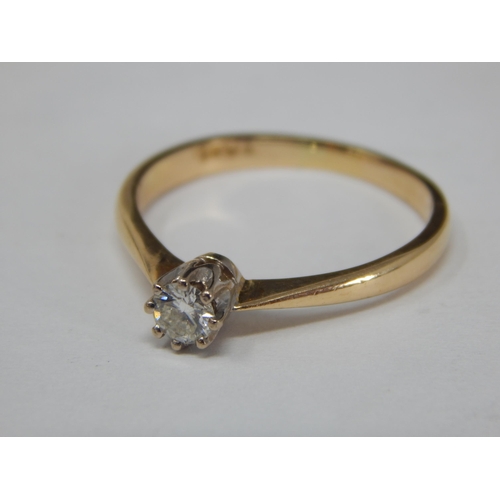 351 - 18ct Yellow Gold Diamond Solitaire Ring Set with a Diamond Estimated @ 0.25cts: Size O/P: Gross weig... 