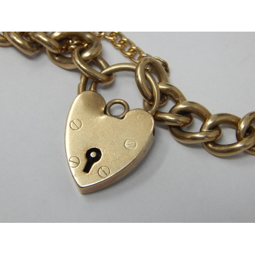 353 - Heavy 9ct Yellow Gold Curb Link Bracelet with Padlock Clasp: All Links Hallmarked: Length 19cm: Weig... 