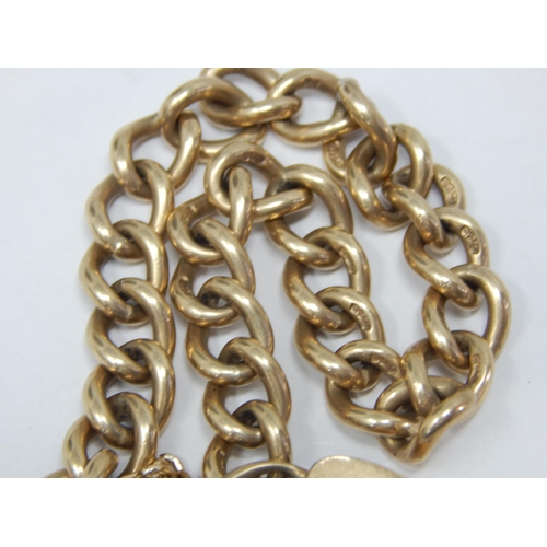 353 - Heavy 9ct Yellow Gold Curb Link Bracelet with Padlock Clasp: All Links Hallmarked: Length 19cm: Weig... 