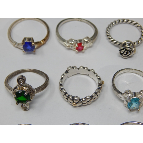 356 - A Collection of Silver Gem Set Rings (15)