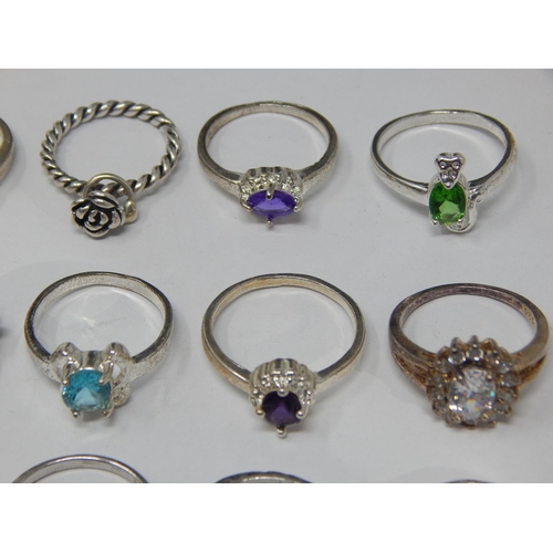 356 - A Collection of Silver Gem Set Rings (15)