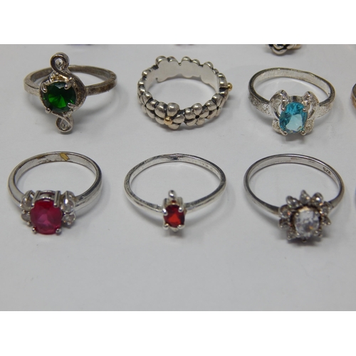 356 - A Collection of Silver Gem Set Rings (15)