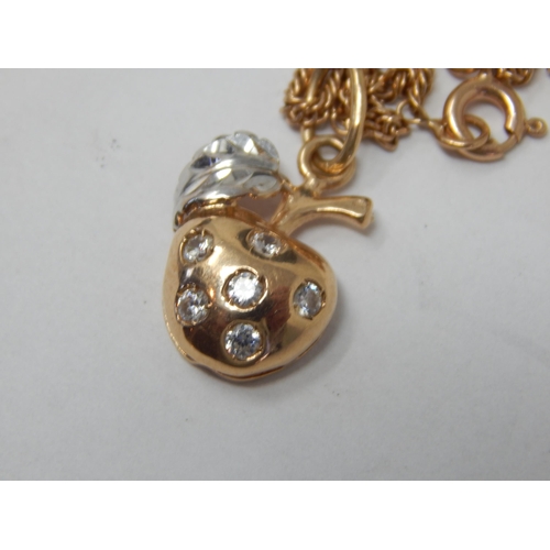 359 - 14ct Gold Pendant Necklace 45cm, The Pendant Formed as an Apple: Weight 5.48g