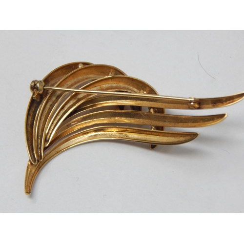 363 - Large 9ct Yellow Gold Brooch: 5.5cm wide: Weight 6.16g