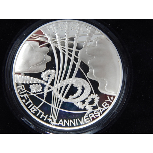 146 - Royal Mint 1990 50th Anniversary of The Battle of Britain Large Silver Proof Medallion 50mm diameter... 