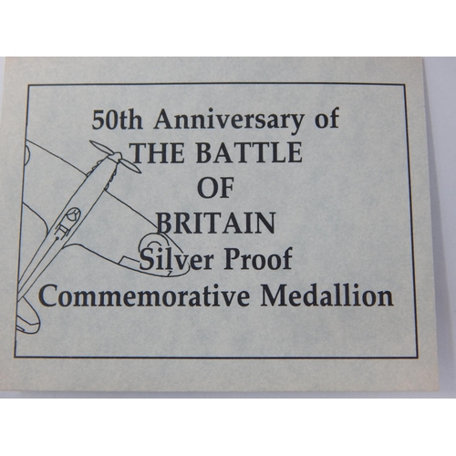 146 - Royal Mint 1990 50th Anniversary of The Battle of Britain Large Silver Proof Medallion 50mm diameter... 