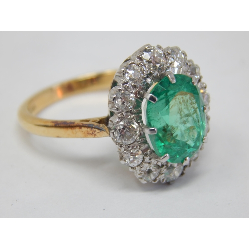 380 - 18ct Yellow Gold Ring Set with a Central Emerald Estimated @ 3.0cts within a border of Diamonds Esti... 