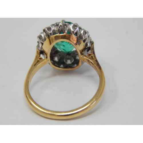 380 - 18ct Yellow Gold Ring Set with a Central Emerald Estimated @ 3.0cts within a border of Diamonds Esti... 