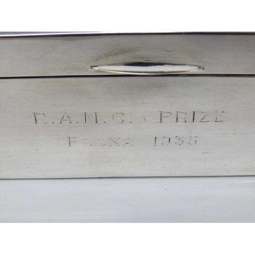 389 - Silver Cigarette Box with Cedar Lined Interior: Hallmarked Birmingham 1934 by Saunders & Mackenzie: ... 