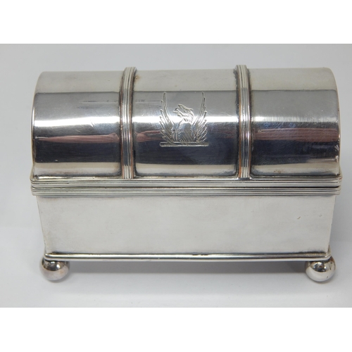 392 - Novelty Silver Plated Double Inkwell Formed as a Treasure Chest with hinged domed top and two remove... 