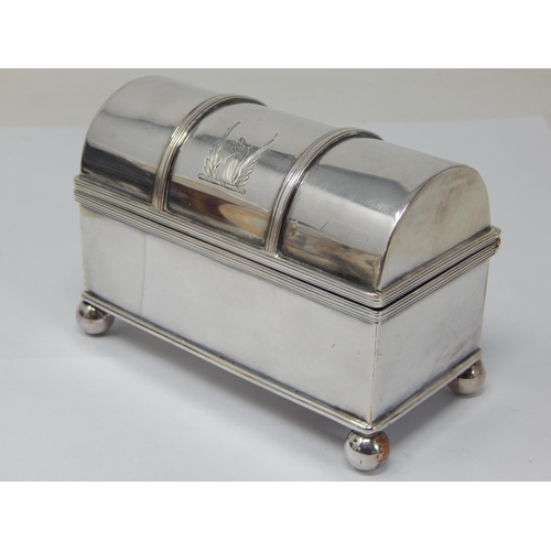 392 - Novelty Silver Plated Double Inkwell Formed as a Treasure Chest with hinged domed top and two remove... 