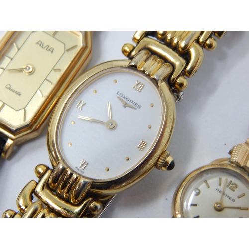 409 - Ladies Wristwatches Including Longines, Hermes & Avia together with a Swarovski Necklace & Earrings.