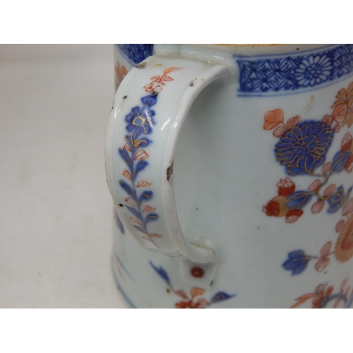 596 - 18th Century Chinese Porcelain Tankard: Height 16cm