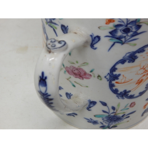 597 - 18th Century Chinese Porcelain Tankard: Height 14cm A/F