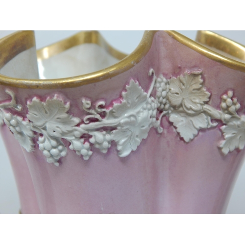 598 - Large 19th Century Pink Ground Vase with Branch Handles, Gilded Rims & Applied Portraits of Diana Th... 