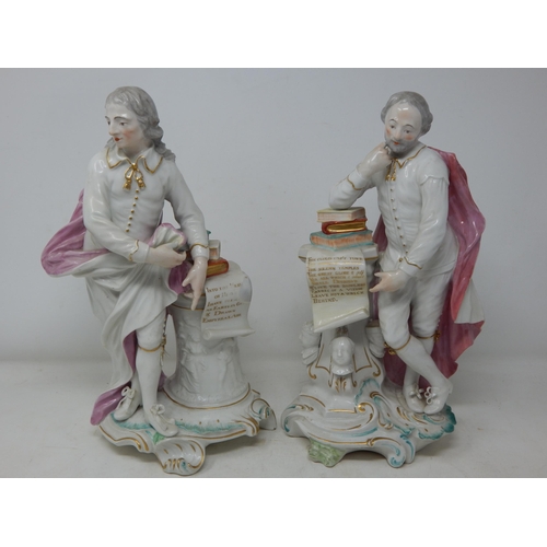 599 - A Pair of Late 18th Century Derby? Figures of John Milton & Shakespeare: Height 30cm