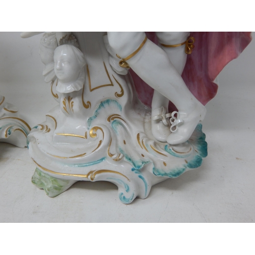 599 - A Pair of Late 18th Century Derby? Figures of John Milton & Shakespeare: Height 30cm