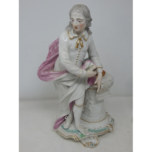 599 - A Pair of Late 18th Century Derby? Figures of John Milton & Shakespeare: Height 30cm